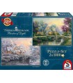2 Puzzle da 1000 Pezzi - Thomas Kinkade: Maniero Illuminato ed Inverno sul Maniero Illuminato