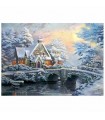 2 Puzzle da 1000 Pezzi - Thomas Kinkade: Maniero Illuminato ed Inverno sul Maniero Illuminato