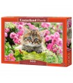 Puzzle da 500 Pezzi - Gattino nel Giardino Fiorito