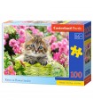 Puzzle da 100 Pezzi - Gattino nel Giardino Fiorito