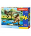 Puzzle da 70 Pezzi - Tirannosauro Contro Triceratopo