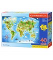 Puzzle da 40 Pezzi Maxi - Mappa del Mondo