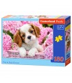 Puzzle da 180 Pezzi Cucciolo in Fiori Rosa