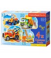 4 Puzzle in 1 Sagomato - Veicoli da Cantiere