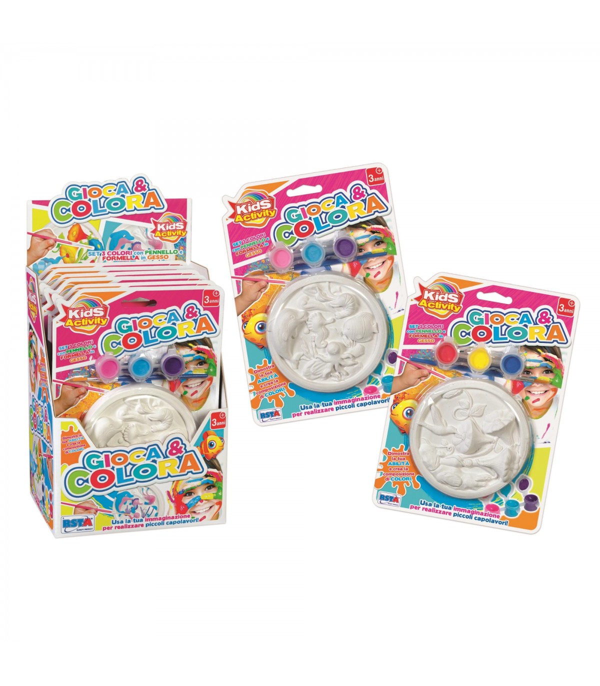 SET GIOCA E COLORA FORMELLA IN GESSO BLISTER IN DISPLAY 6 PZ