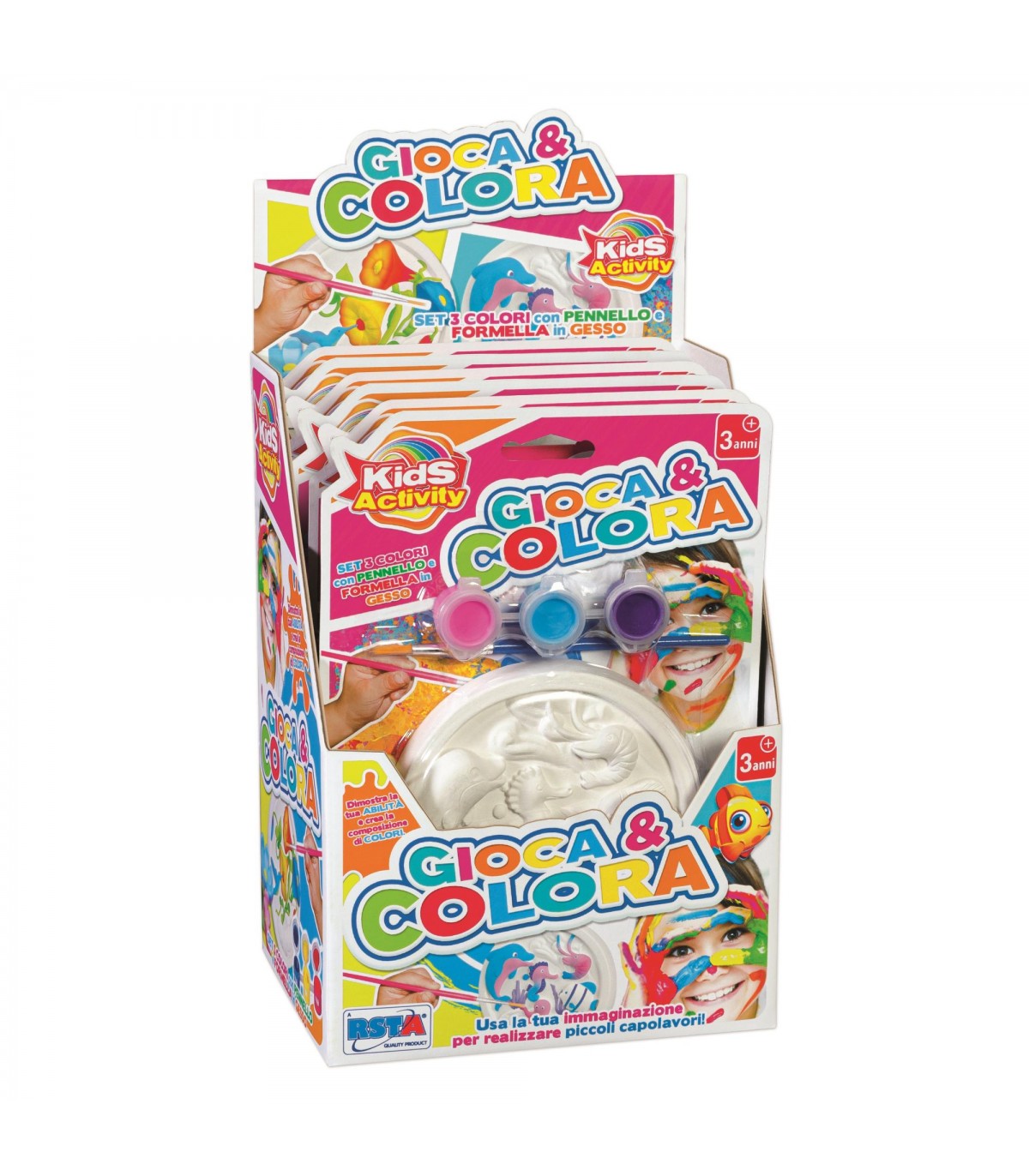 SET GIOCA E COLORA FORMELLA IN GESSO BLISTER IN DISPLAY 6 PZ