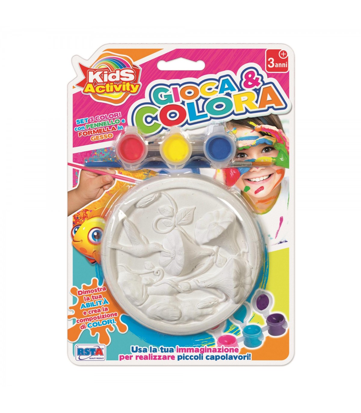 SET GIOCA E COLORA FORMELLA IN GESSO BLISTER IN DISPLAY 6 PZ