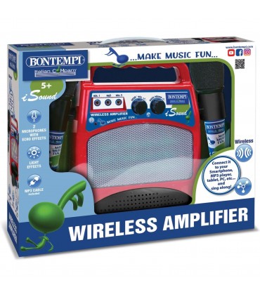 Amplificatore Wireless con 2 Microfoni, Effetti Luminosi