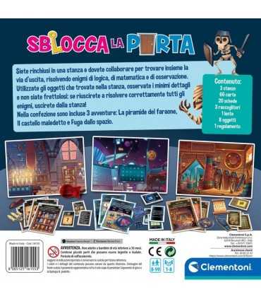 Sblocca la Porta - Gioco di Logica Clementoni per Bambini, Avventure Spaziali e Misteriose, 1-8 Giocatori, Età 8+