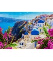 Puzzle da 1000 Pezzi - Santorini View with Flowers, Greece